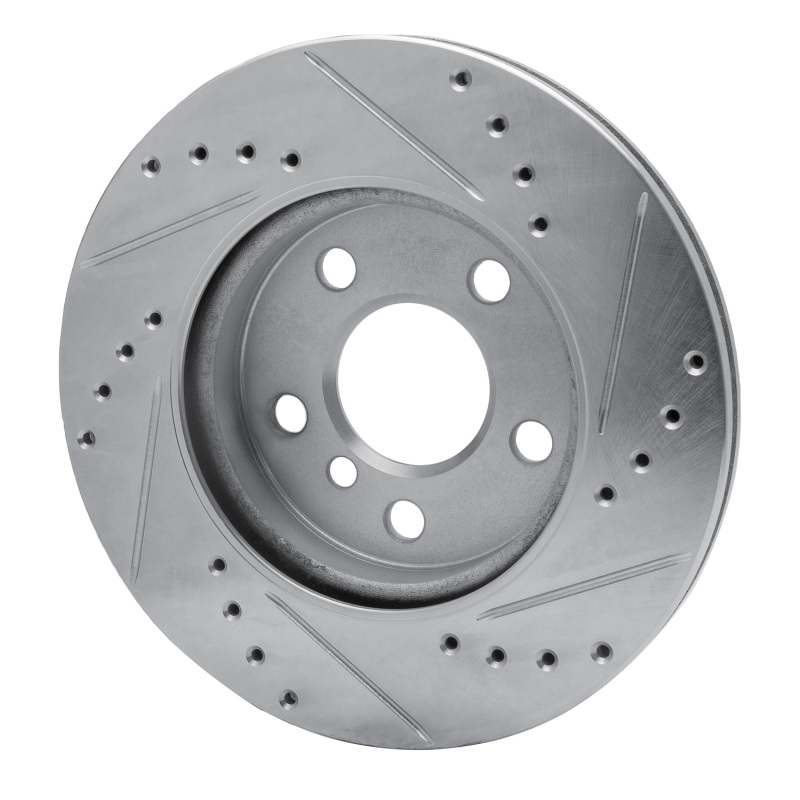 Mini Cooper Brake Rotor (1) - Front Left - R1 Concepts - Drilled & Slotted - Silver - `14-`24